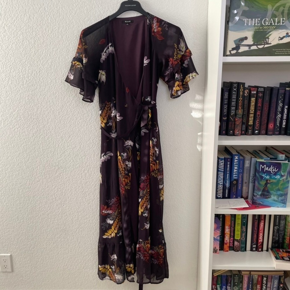 Madewell Dark Floral Maxi Dress - Purple and Gold